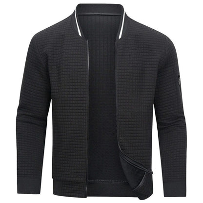 Men’s Monochrome Check Ribbed Bomber Jacket