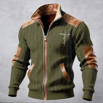 Men’s Insulated Stand-Collar Contrast-Trim Zip Jacket