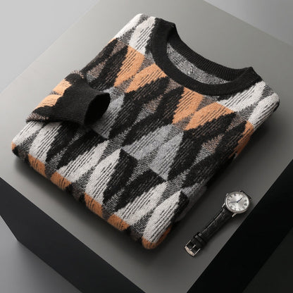 Men’s Retro Geometric Pattern Knit Sweater