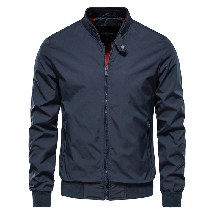 Men's Stand-Collar Full-Zip Bomber Jacket