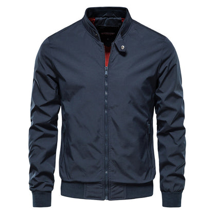 Men's Stand-Collar Full-Zip Bomber Jacket