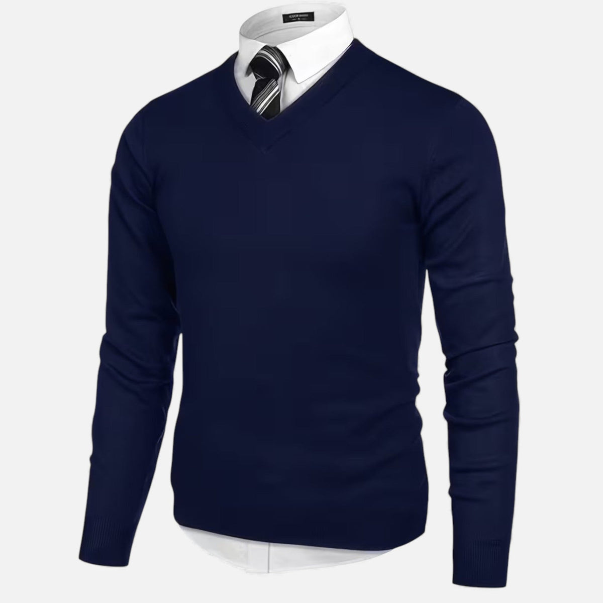 Men’s Medium-Stretch V-Neck Winter Knit Pullover