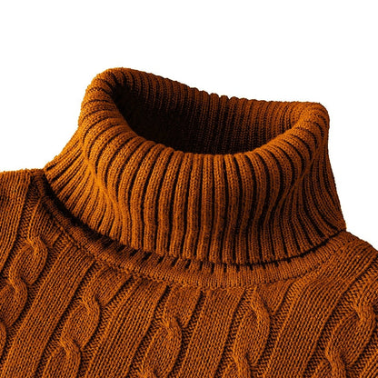 Men’s Textured Cable Knit High-Neck Sweater