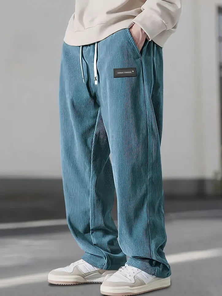 Men’s Relaxed Cotton Corduroy Pants with Drawstring Waist