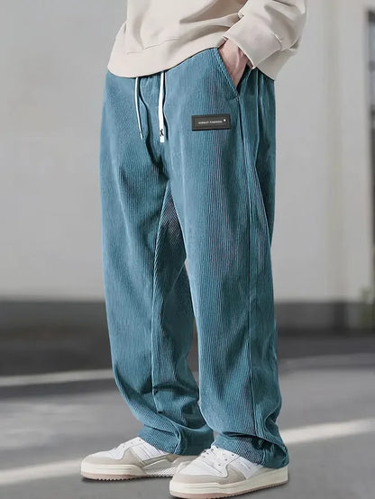Men’s Relaxed Cotton Corduroy Pants with Drawstring Waist