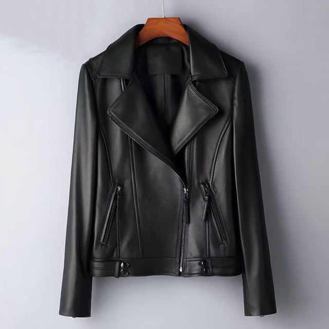 Women’s Structured Leather Jacket with Polished Finish