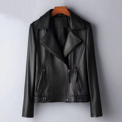 Women’s Structured Leather Jacket with Polished Finish