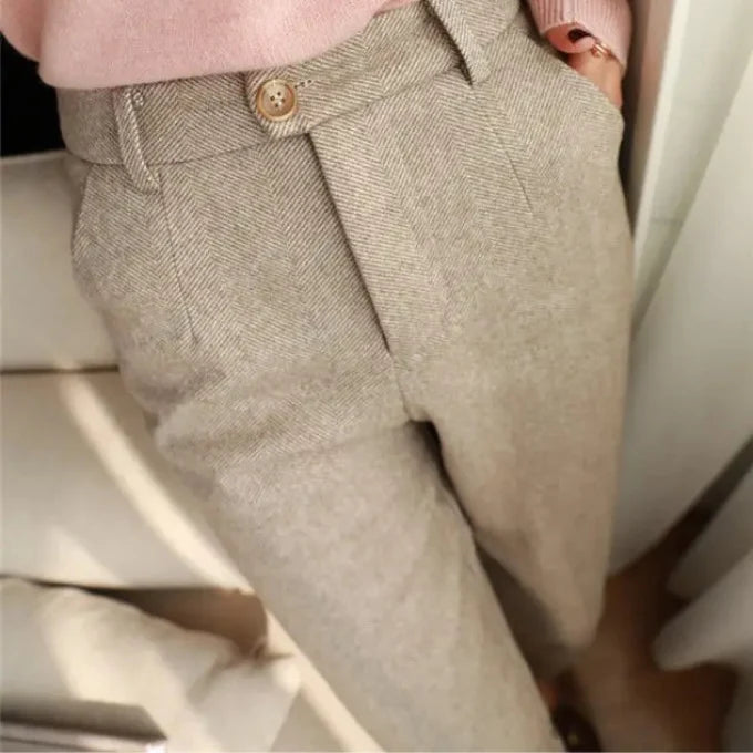 Men’s Tailored Herringbone Wool Trousers