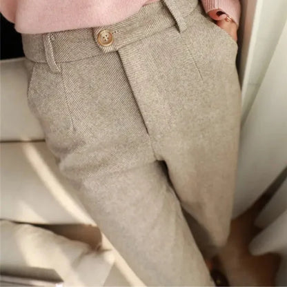Men’s Tailored Herringbone Wool Trousers