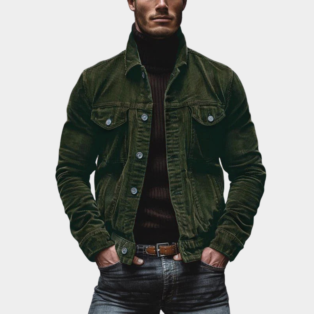Men’s Ribbed Notch-Lapel Utility Chore Jacket