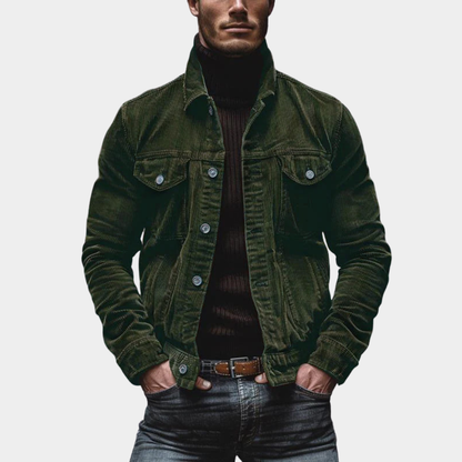 Men’s Ribbed Notch-Lapel Utility Chore Jacket
