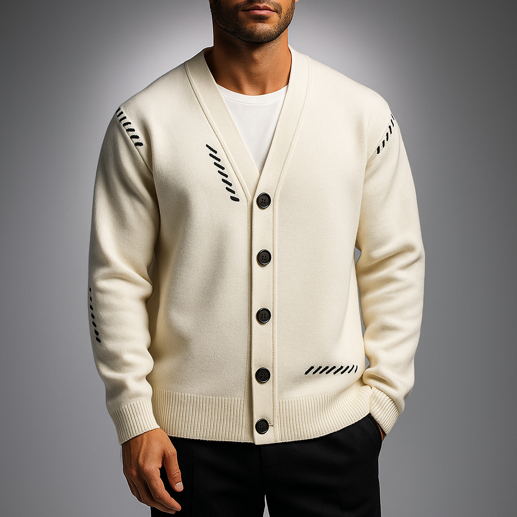 Men’s Embroidered Pattern Lightweight Knit Sweater