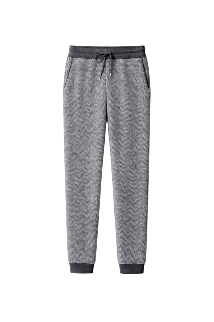 Men’s Wool Herringbone Trousers with Relaxed Tapered Fit