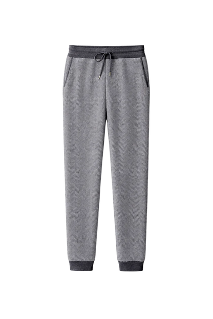 Men’s Wool Herringbone Trousers with Relaxed Tapered Fit