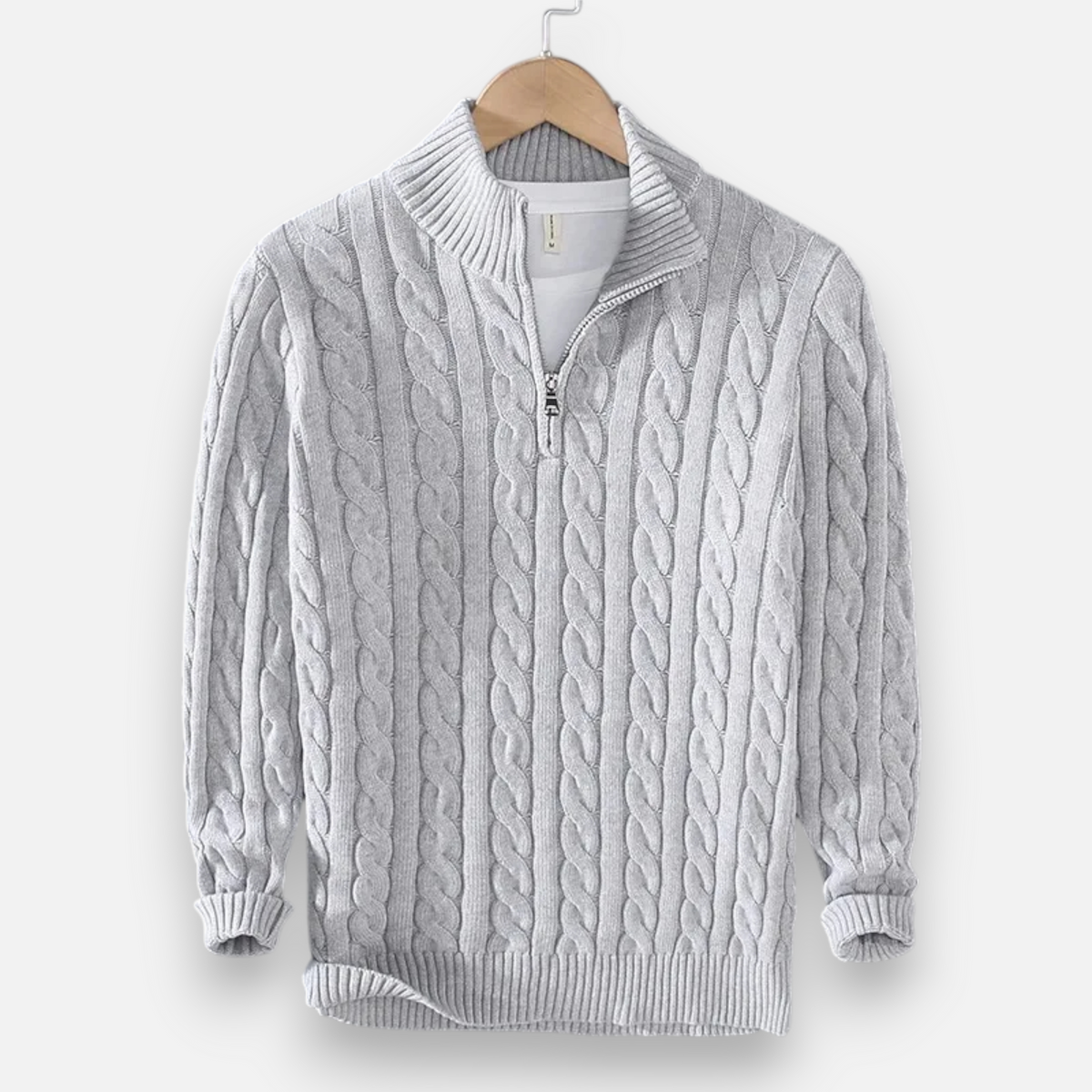 Men’s Ribbed Turtleneck Half-Zip Knit Sweater