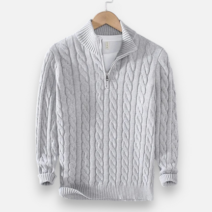 Men’s Ribbed Turtleneck Half-Zip Knit Sweater