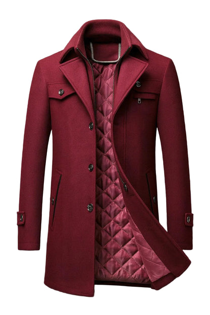 Men’s Textured Collar Warm-Lined Winter Coat