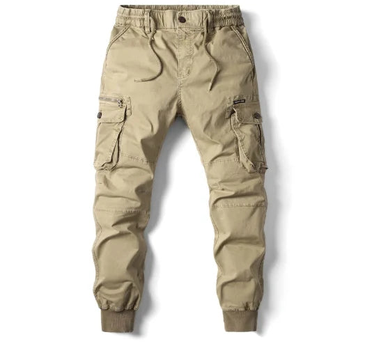 Men’s Slim-Fit Utility Cargo Pants with Elastic Cuffs
