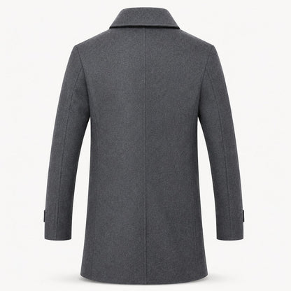 Men’s Textured Double-Breasted Mid-Length Overcoat