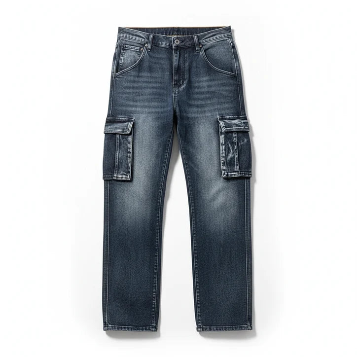Men’s Utility Cargo Jeans with Reinforced Seams