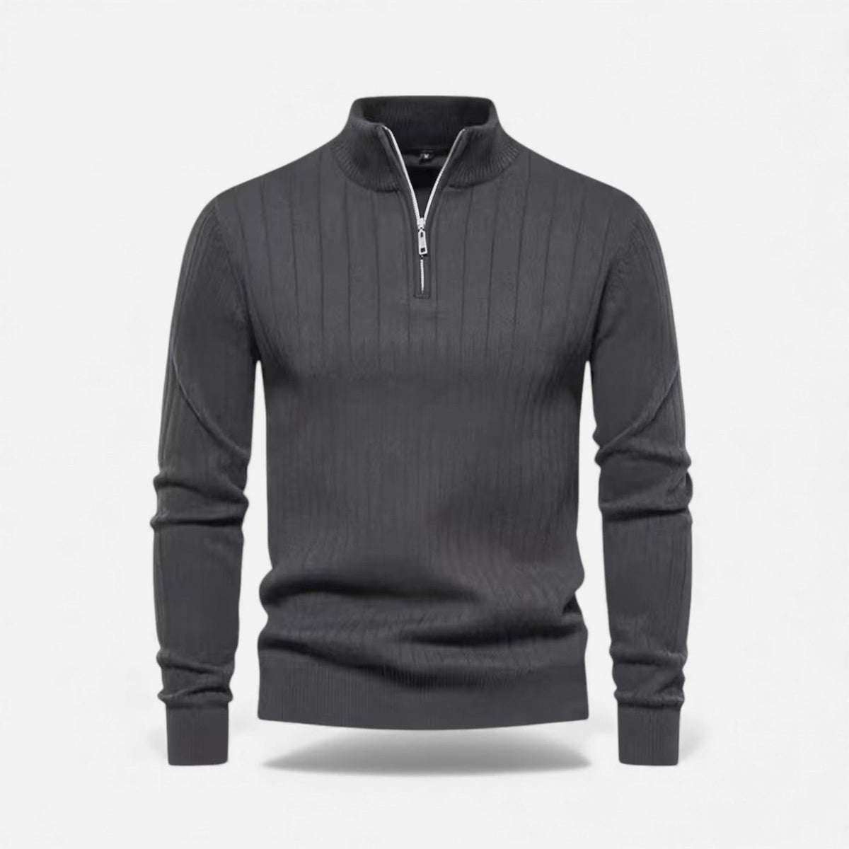 Men’s Minimalist Thermal Knit Zip-Up Sweater