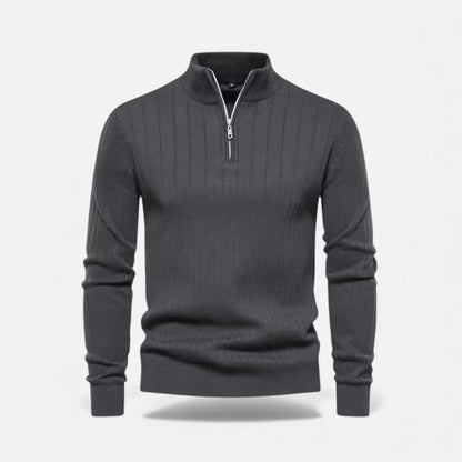 Men’s Minimalist Thermal Knit Zip-Up Sweater