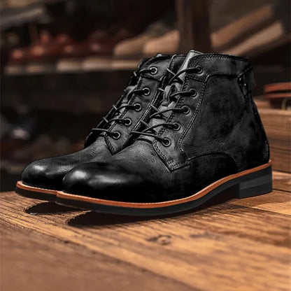 Men’s Genuine Leather Lace-Up Ankle Boots