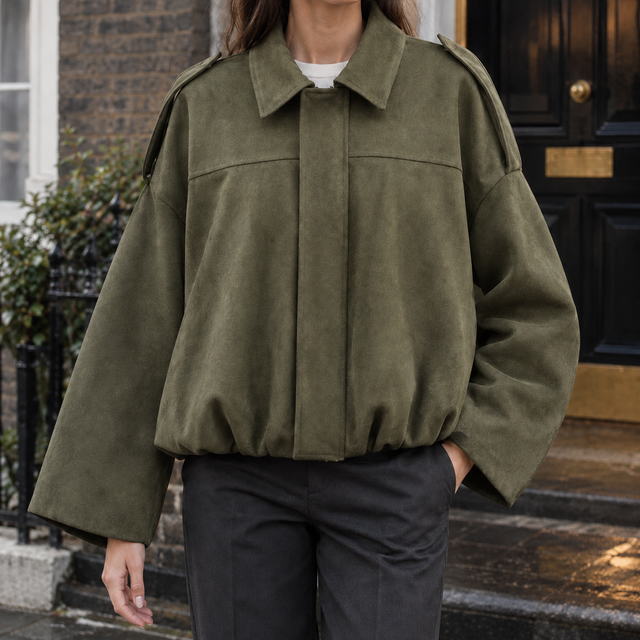 Women’s Relaxed Suede-Textured Batwing Jacket