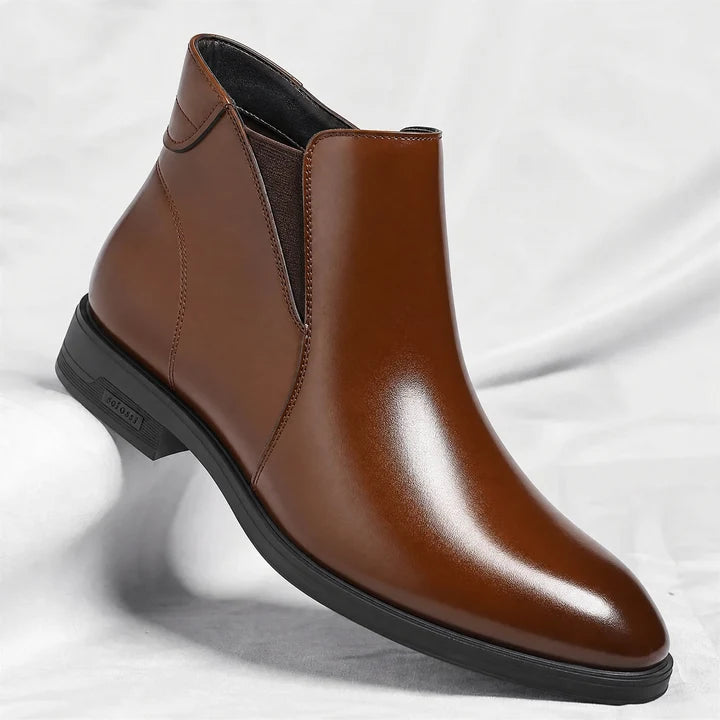 Men’s Leather Chelsea Boots with Cushioned Footbed and Rubber Sole
