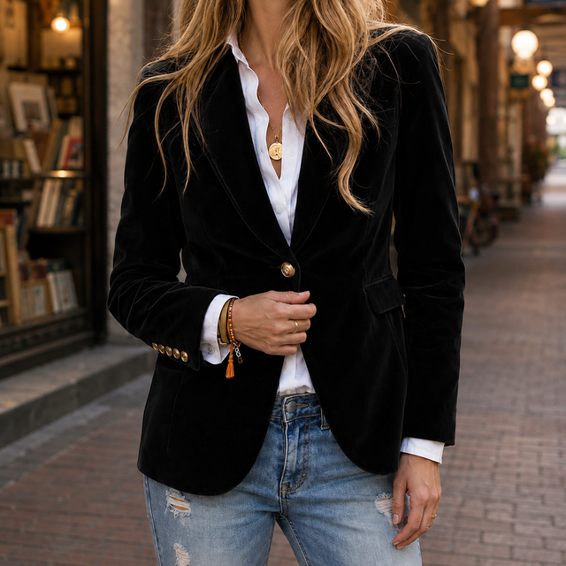 Women’s Slim-Fit Shaped Blazer with Notched Lapels