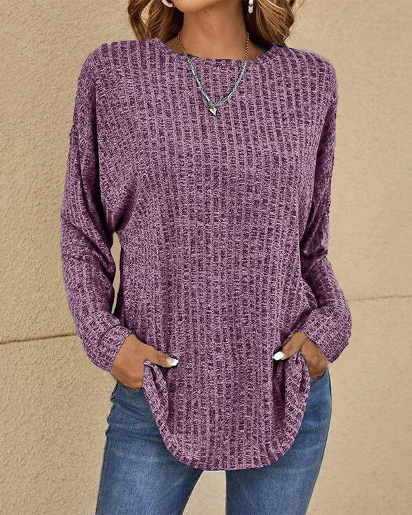 Women’s Soft Cotton Blend Crew Neck Long-Sleeve Sweater