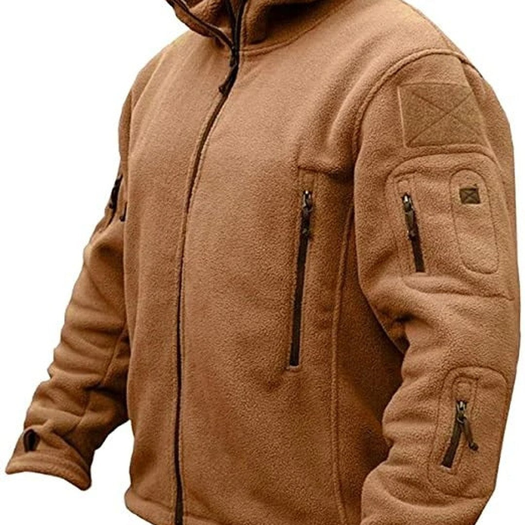 Men’s Fleece-Lined Hooded Multi-Pocket Outdoor Jacket