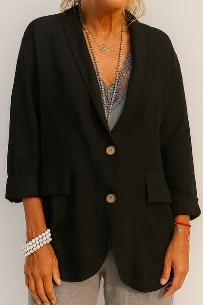 Women’s Relaxed Lightweight Blazer with Three-Quarter Sleeves
