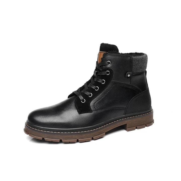 Men’s PU Leather Winter Boots with Warm Faux Fur Lining