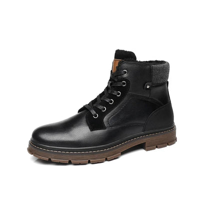 Men’s PU Leather Winter Boots with Warm Faux Fur Lining
