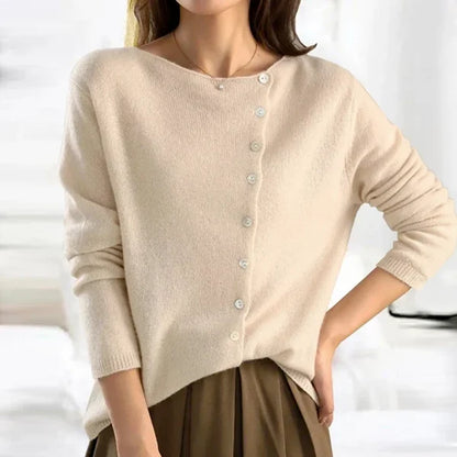 Women’s Asymmetric Button-Front Relaxed Knit Cardigan