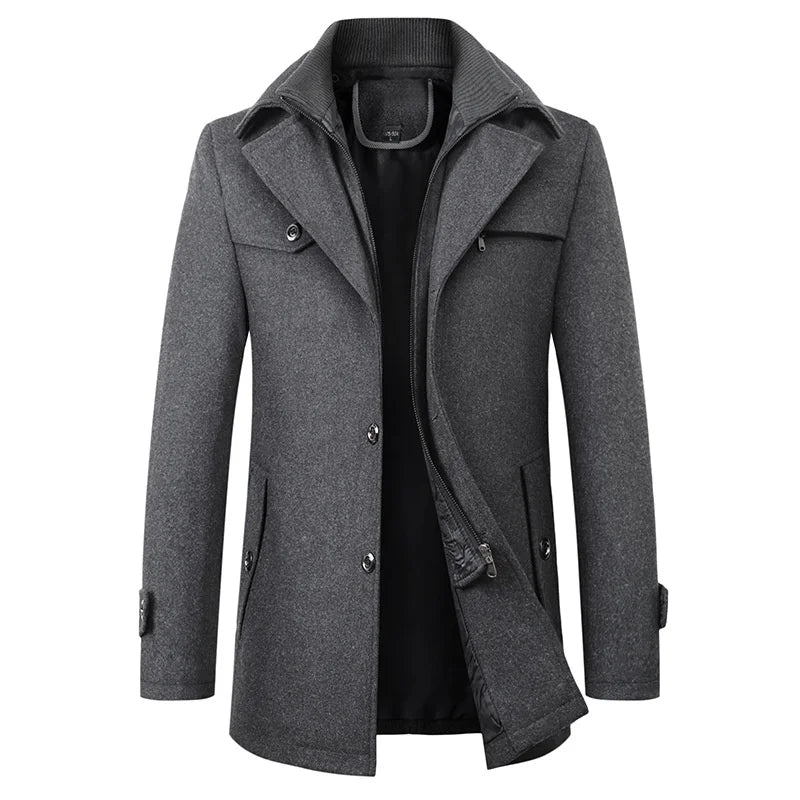 Men’s Long Double-Breasted Classic Trench Coat