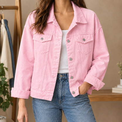 Relaxed Cotton-Denim Utility Jacket with Four Pockets