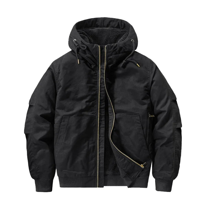 Men’s Cotton Fleece-Lined Hooded Bomber Jacket