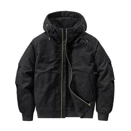 Men’s Cotton Fleece-Lined Hooded Bomber Jacket
