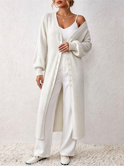Women's Heathered Knit Sweater Dress with Puff Sleeves and Ribbed Cuffs