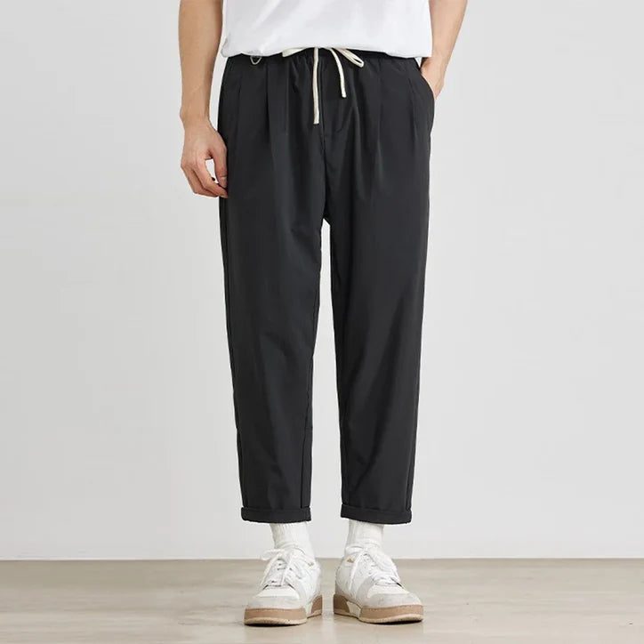 Men’s Tailored Stretch Performance Trousers with Drawstring Waist