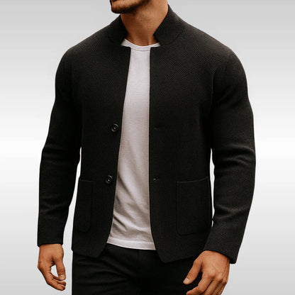 Men’s Modern Quilted Stand-Collar Two-Button Jacket