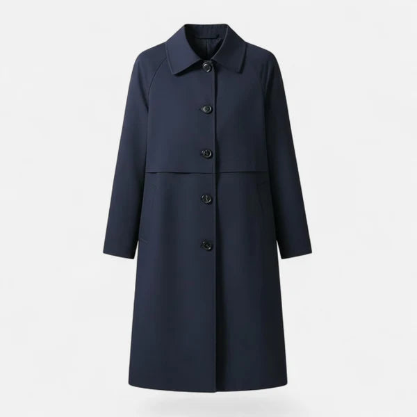 Women’s Mid-Length Wool-Blend Coat with Optional Waist Belt