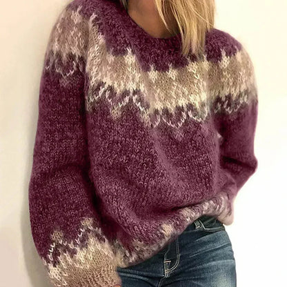 Women’s Ribbed Trim Wool Blend Knit Sweater