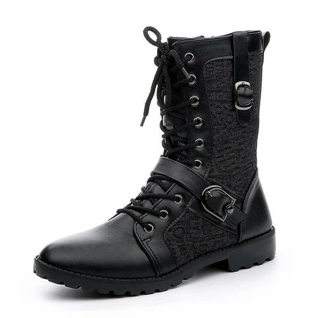 Men’s Rugged Lace-Up Boots with Adjustable Buckle Detail