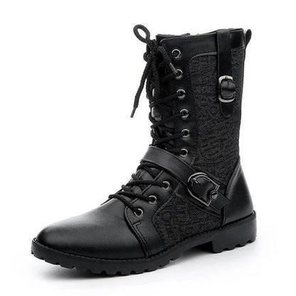 Men’s Rugged Lace-Up Boots with Adjustable Buckle Detail