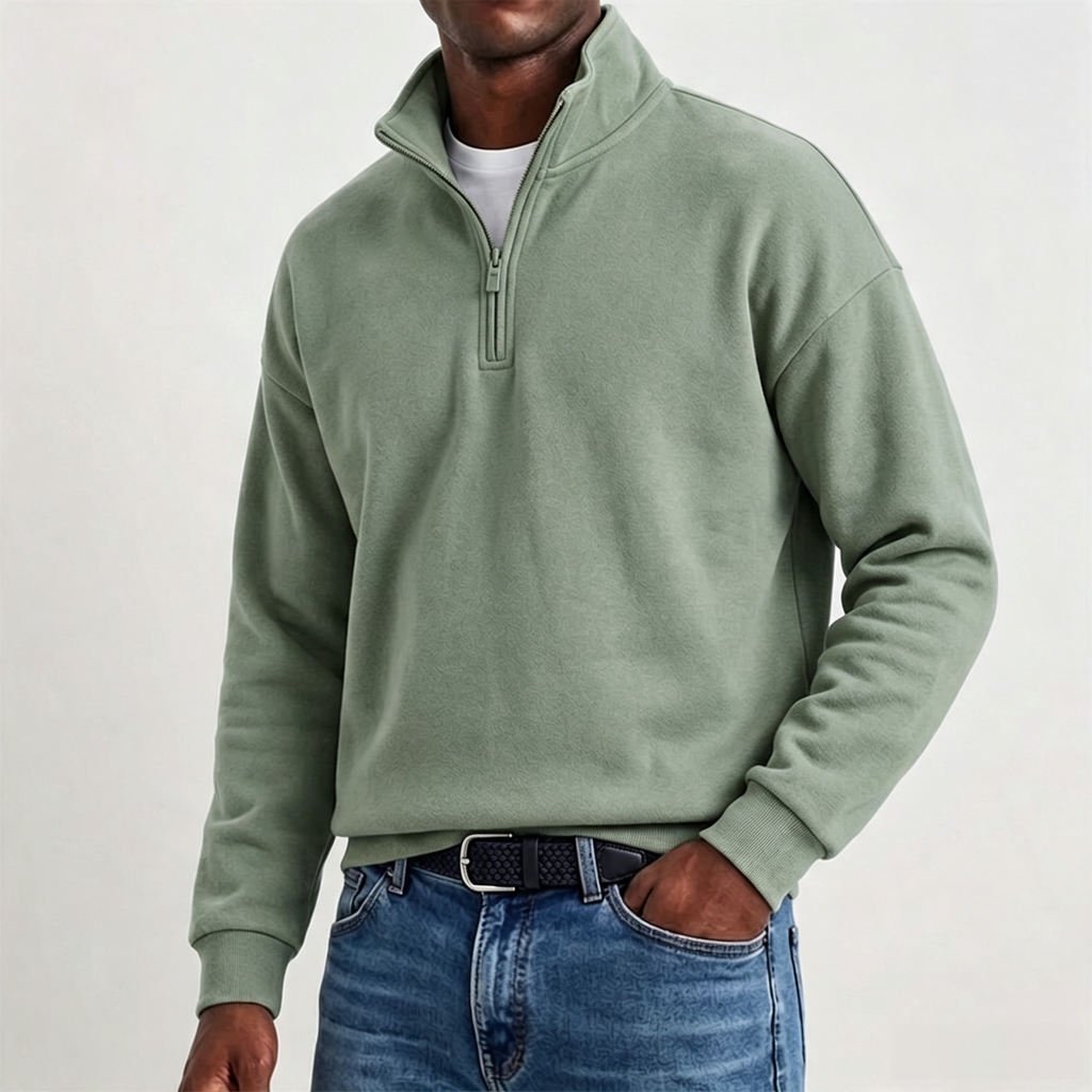 Men’s Cotton-Cashmere Relaxed Quarter-Zip Sweatshirt