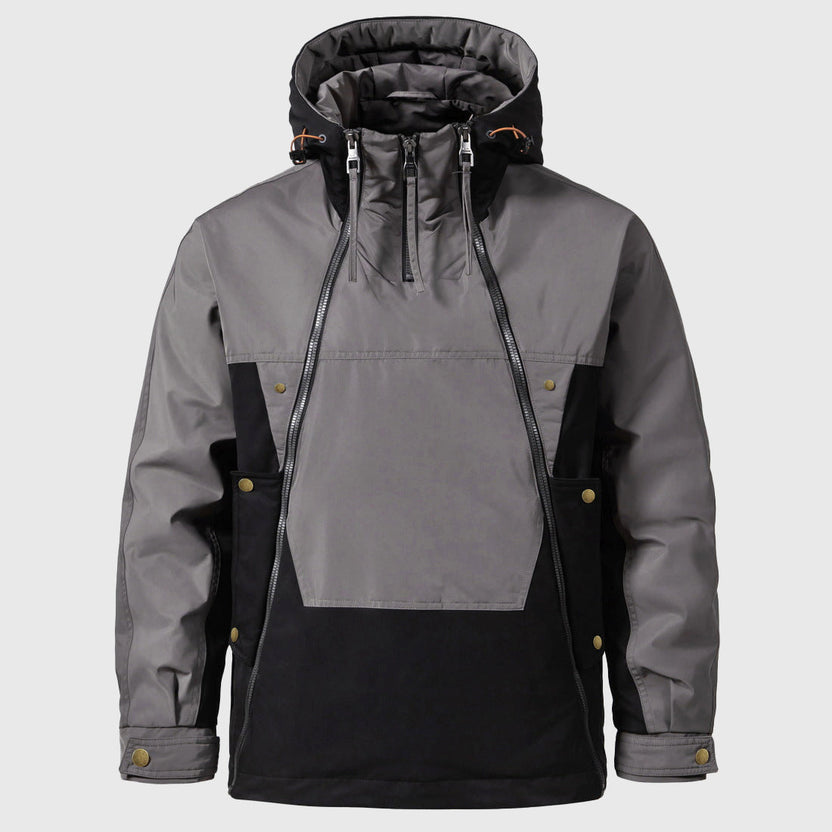 Men’s Color-Block Hooded Down Anorak Jacket