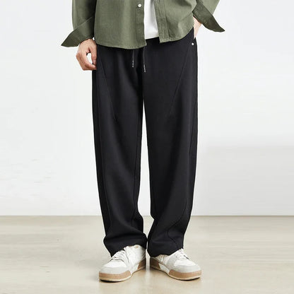Men’s Wide-Leg Trousers with Tonal Panel Detailing